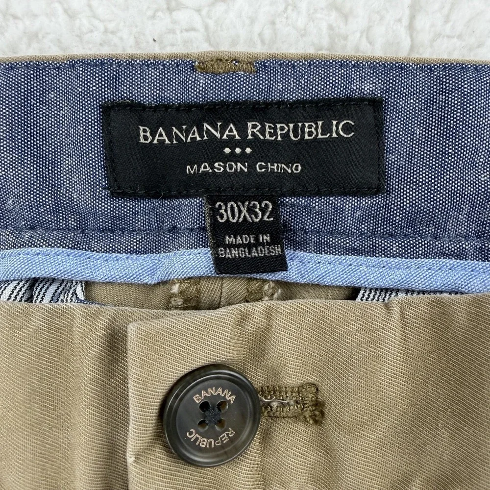 Banana Republic Mason Chino Pants Mens 30x32‎ Beige Slim Fit Chino Tapered 30x30